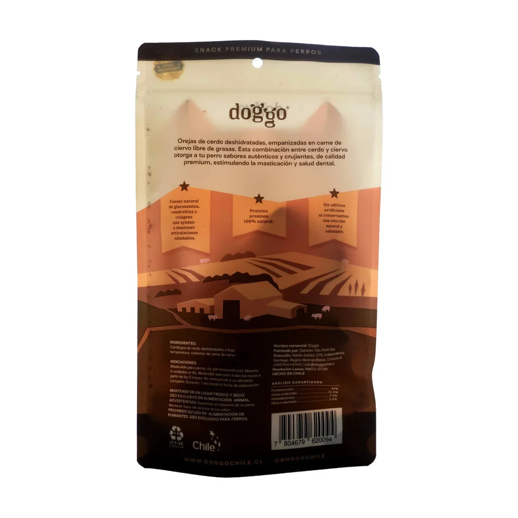 Orejas de Cerdo Doggo - etiqueta nutricional (reverso)